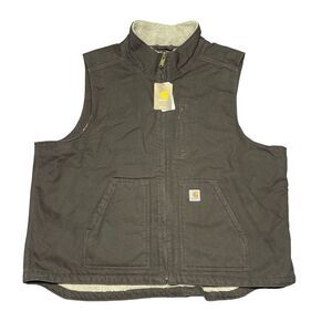 NEW Carhartt Vest Mens XXXL Dark Brown Sherpa Lined Heavy Pockets 104277 DKB